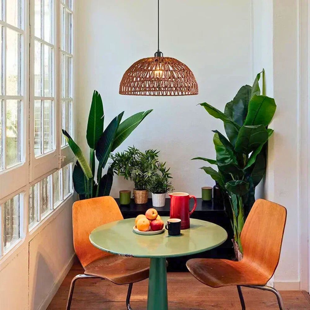 Lustre en corde demi-sphère design et naturel