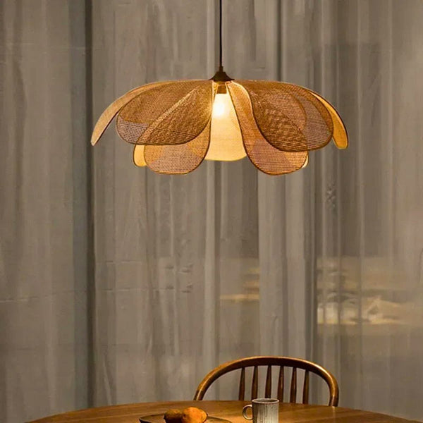 Lustre fleur bois et corde
