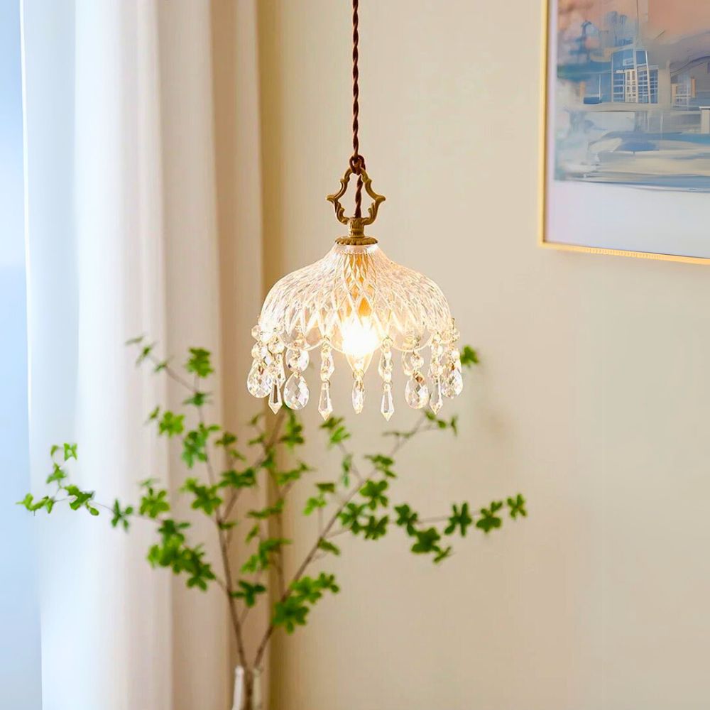Lustre blanc fleur de cristal