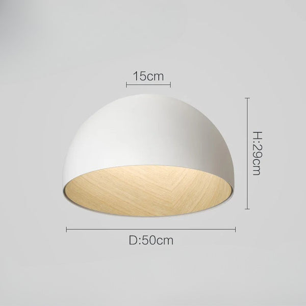 Lustre moderne rond bois et blanc