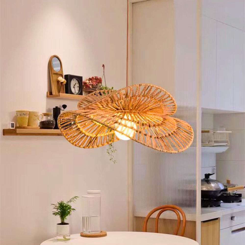 Lustre en corde ficelle bohème