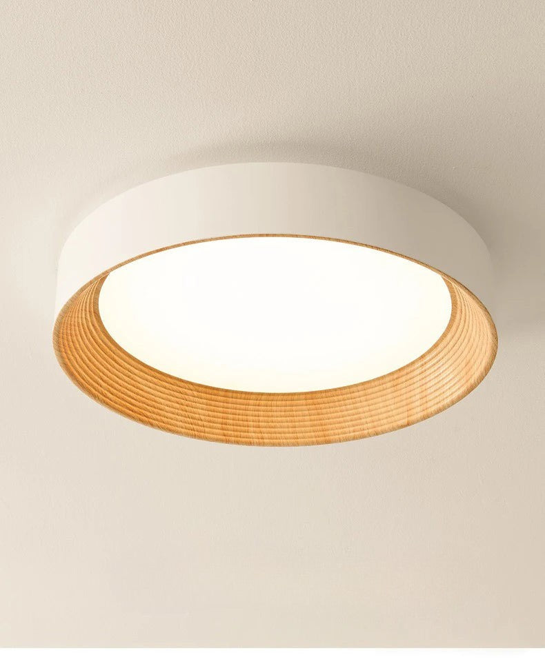 Lustre blanc rond en bois