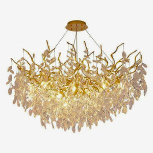 Lustre en verre cristal doré