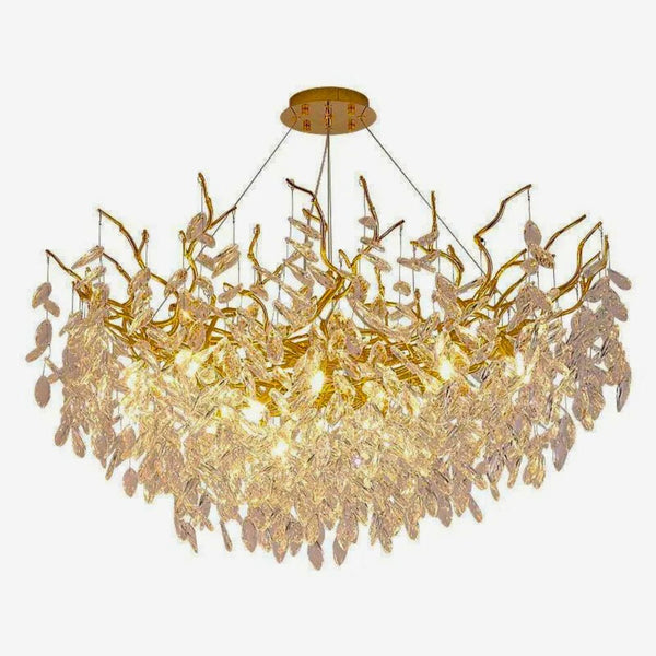 Lustre en verre cristal doré