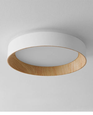 Lustre blanc rond en bois
