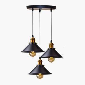 Lustre industriel noir 3 lampes