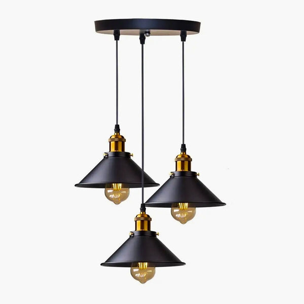 Lustre industriel noir 3 lampes