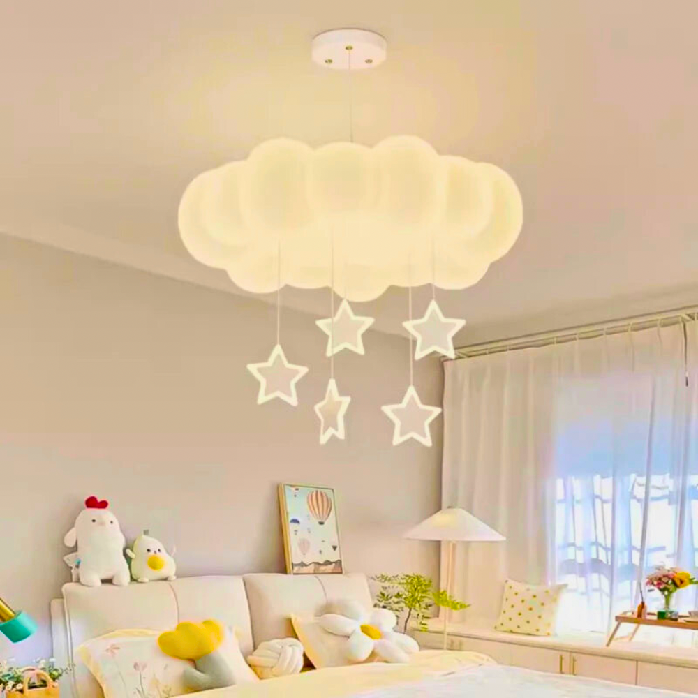 Lustre bébé blanc nuage suspension et chandelier