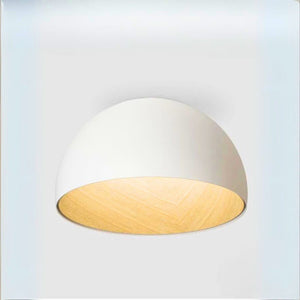 Lustre moderne rond bois et blanc