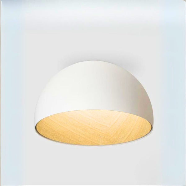 Lustre moderne rond bois et blanc