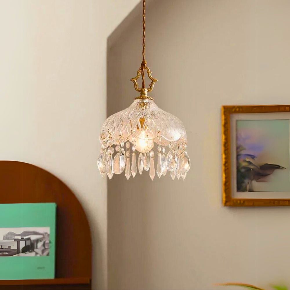 Lustre blanc fleur de cristal