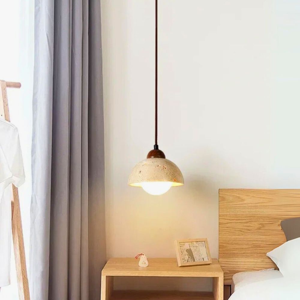 Lustre moderne en pierre et bois inspiration scandinave