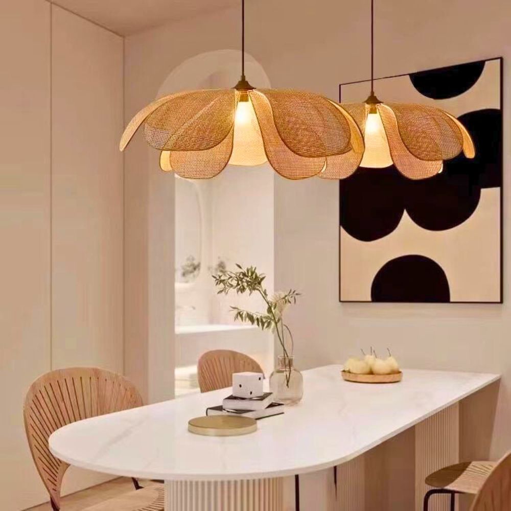 Lustre fleur bois et corde
