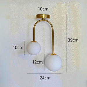 Lustre boule verre art deco doré