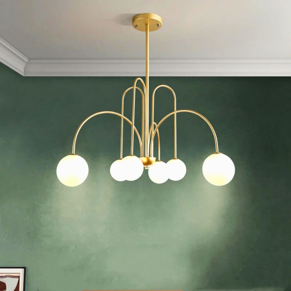 Lustre design et boule de verre led