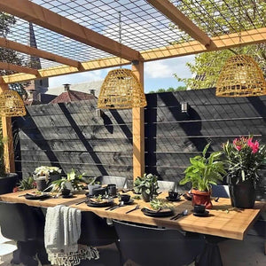 Lustre exterieur pour pergola en rotin
