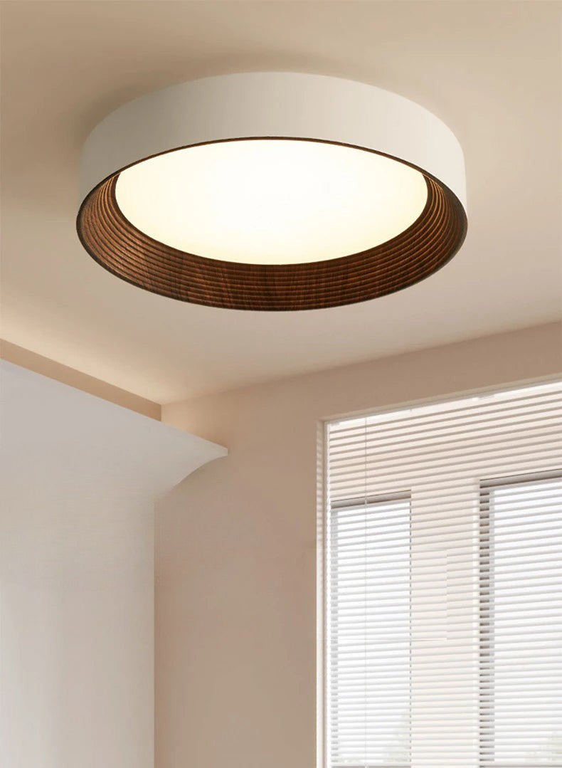 Lustre blanc rond en bois