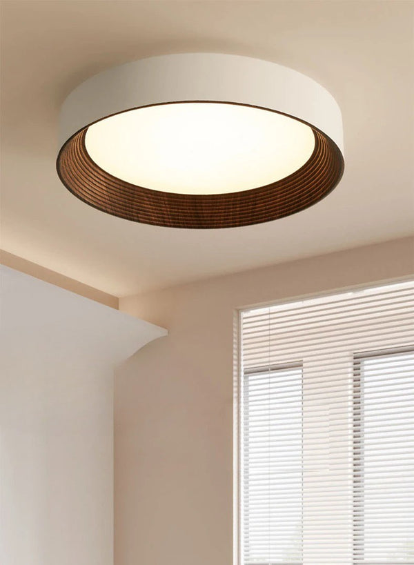 Lustre blanc rond en bois