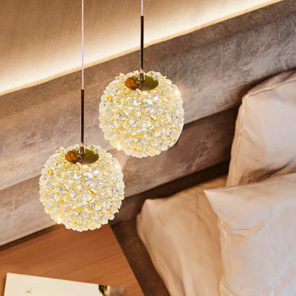 Lustre globe en verre cristal
