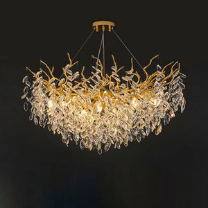 Lustre en verre cristal doré