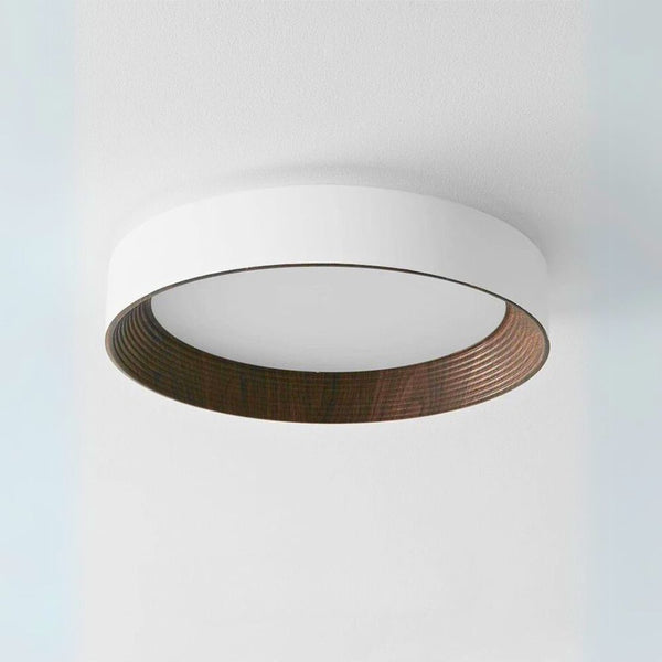 Lustre blanc rond en bois