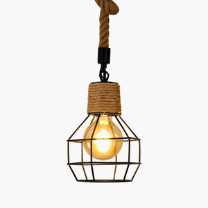 Lustre suspension corde et métal industriel