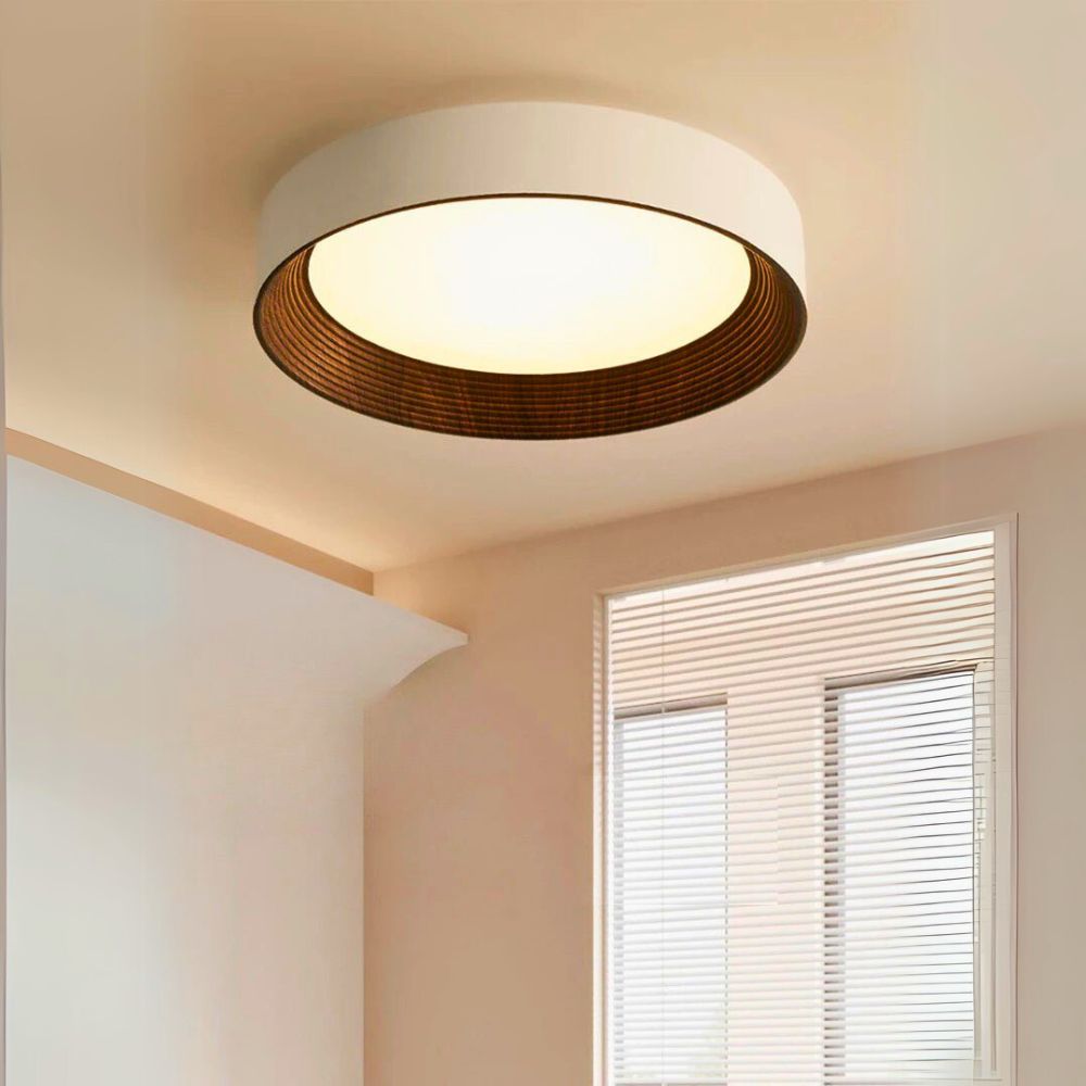 Lustre blanc rond en bois