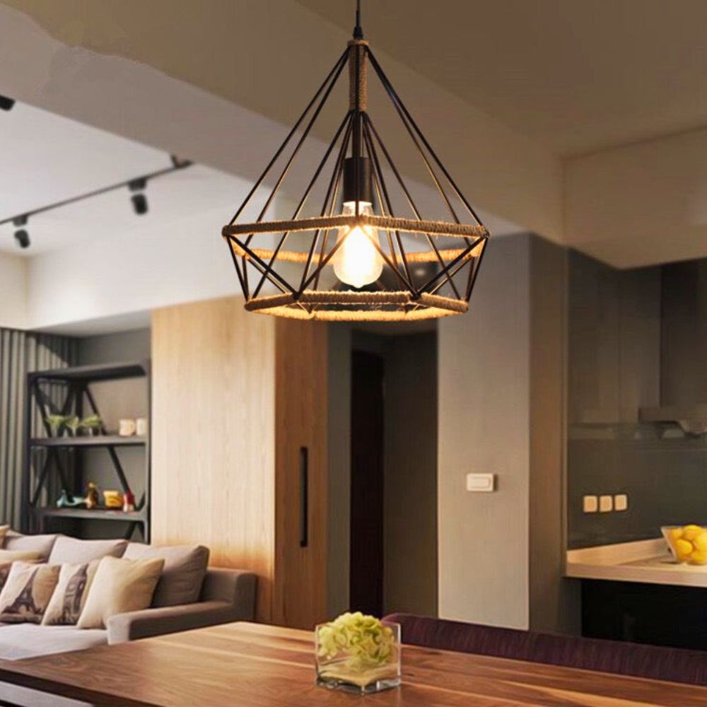 Lustre industriel corde de chanvre