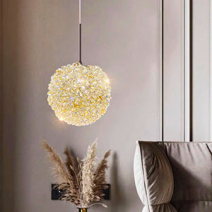 Lustre globe en verre cristal