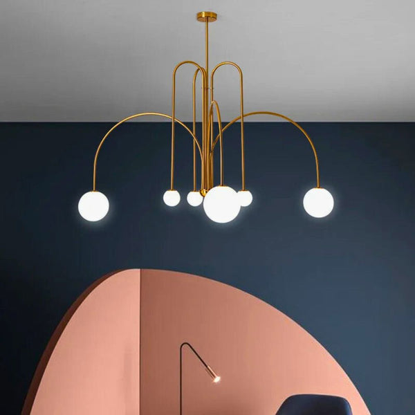 Lustre design et boule de verre led