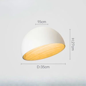 Lustre moderne rond bois et blanc