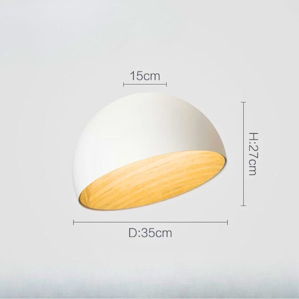 Lustre moderne rond bois et blanc