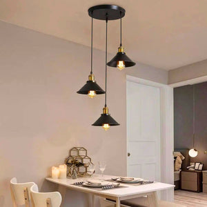 Lustre industriel noir 3 lampes