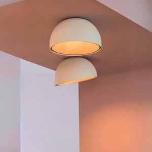Lustre moderne rond bois et blanc