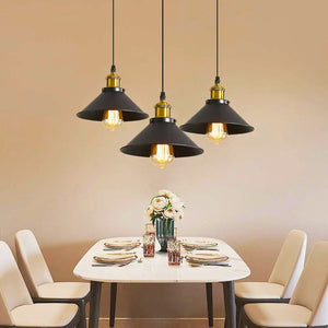 Lustre industriel noir 3 lampes