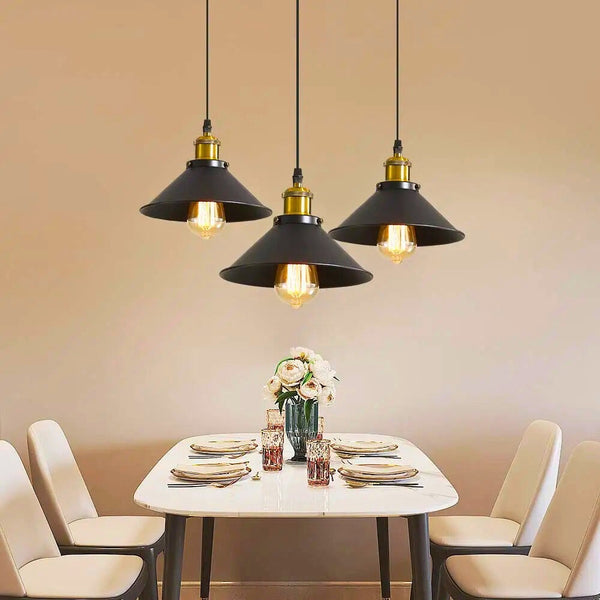 Lustre industriel noir 3 lampes