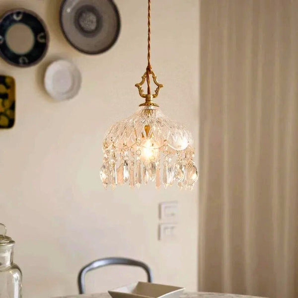 Lustre blanc fleur de cristal