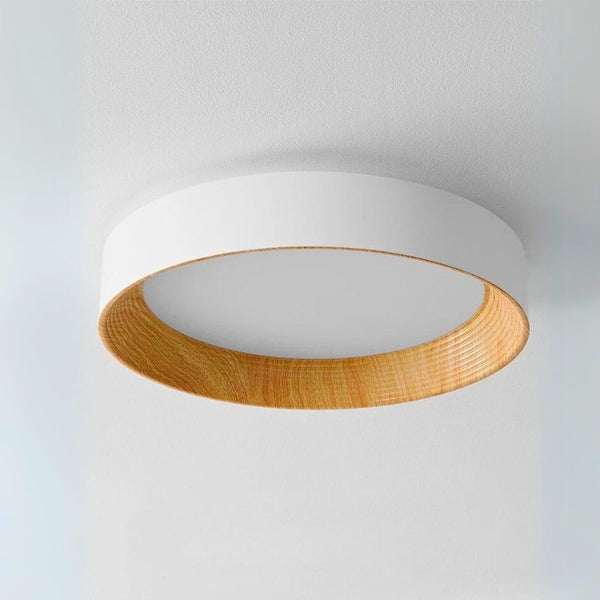 Lustre blanc rond en bois