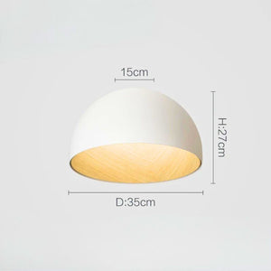 Lustre moderne rond bois et blanc