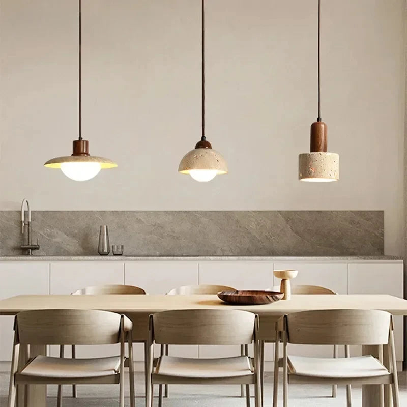 Lustre moderne en pierre et bois inspiration scandinave