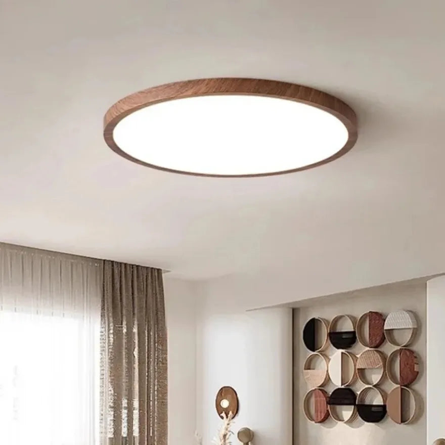 Lustre design led bois et blanc