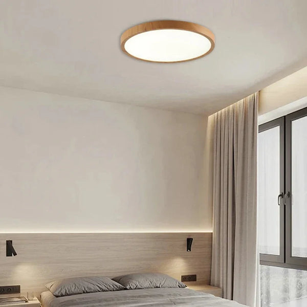 Lustre design led bois et blanc