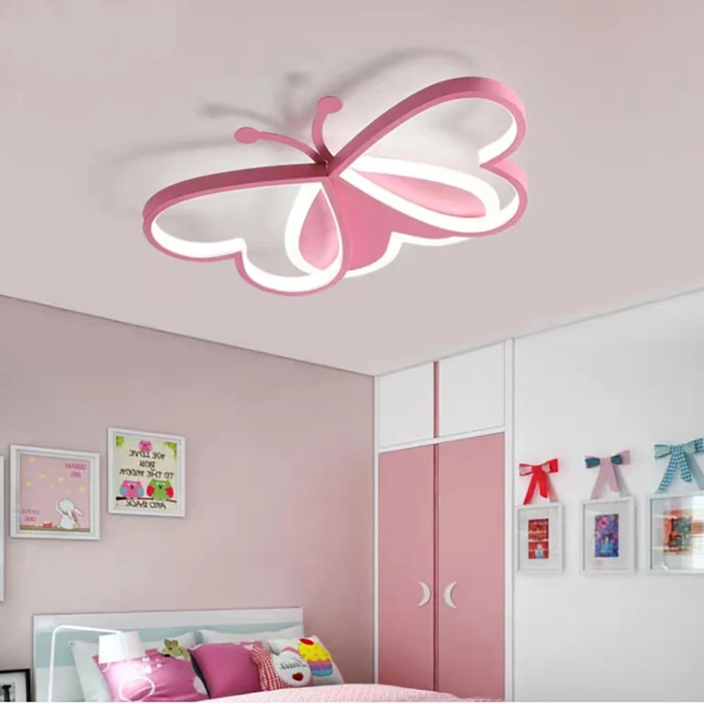 Lustre chambre fille led rose