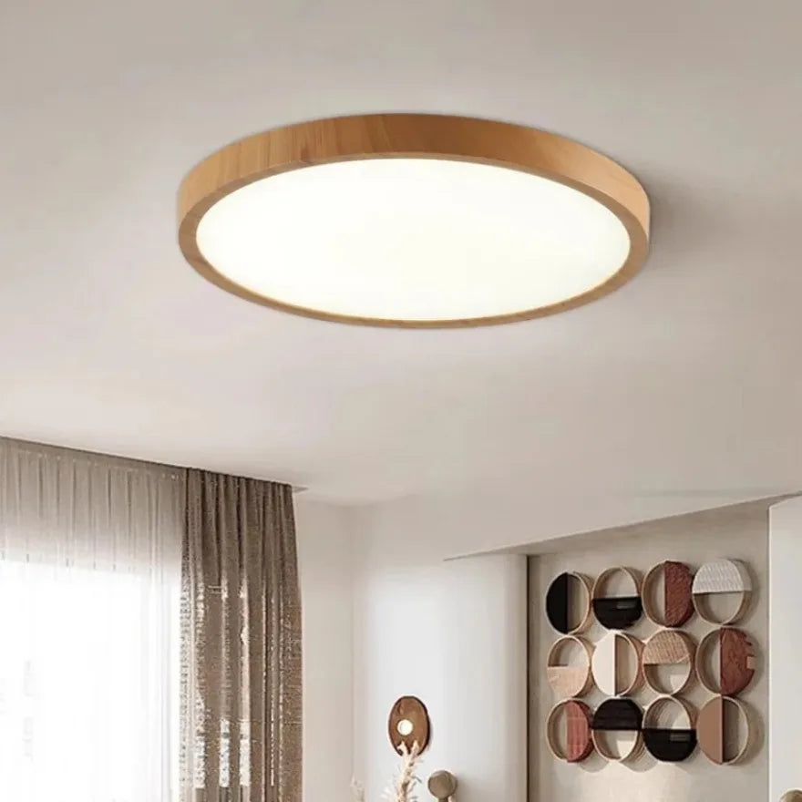 Lustre design led bois et blanc