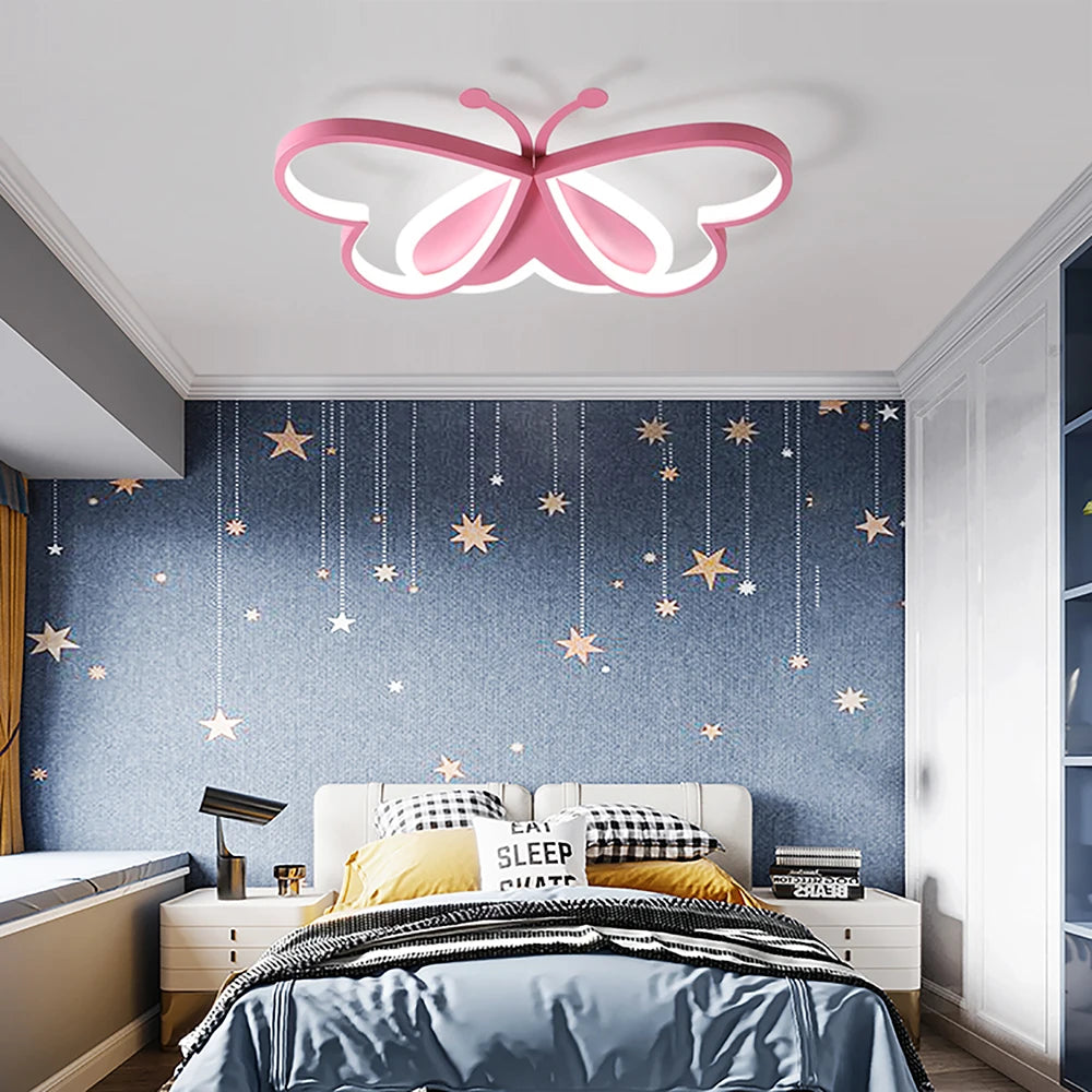 Lustre chambre fille led rose