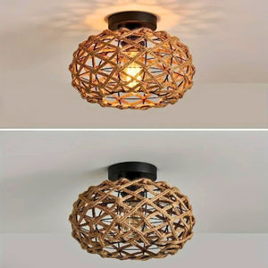 Lustre corde de chanvre et métal noir